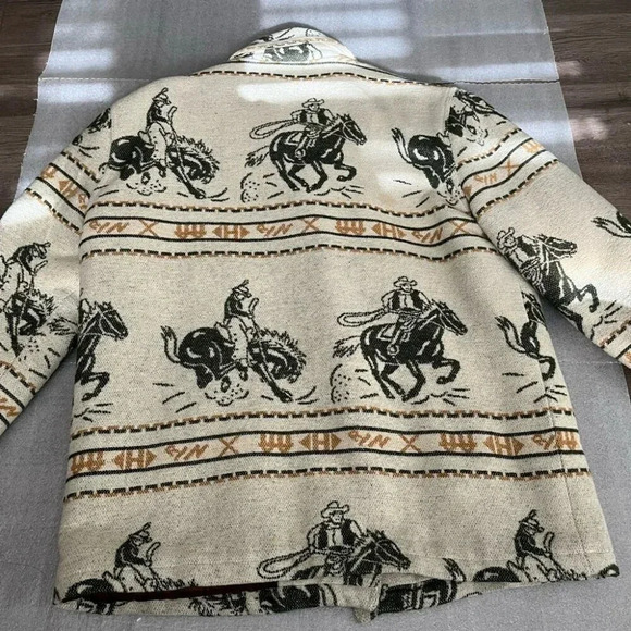 SOLD[M]Vintage Dalmys Wool Blend Western Rodeo Pattern Men Insulated Pea Coat - Picture 3 of 12